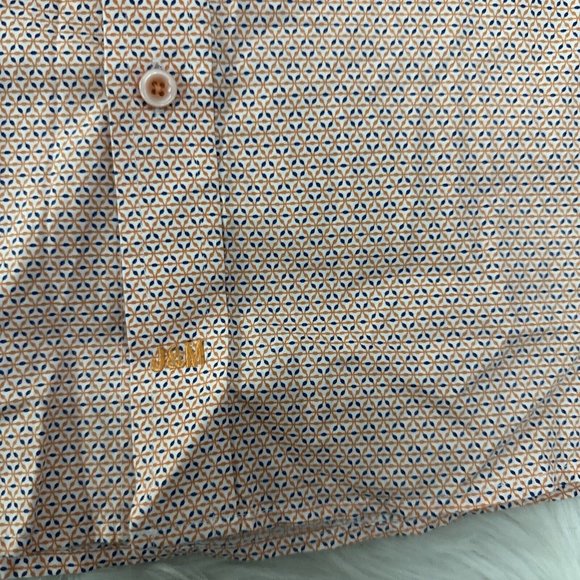 Johnston & Murphy mens L orange geo pattern button down shirt long sleeve - Picture 2 of 10